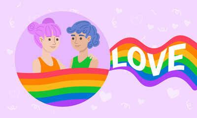 Young couple showing love and support for lgbtq+ rights