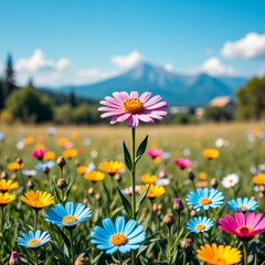 wildflower beauty 8K close-up photorealistic growth simplicity vaporwave backdrop for desktop wallpapers and editorial content