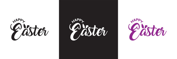 Happy easter letter calligraphy. isolated on white and black background. vector illustration. EPS 10
