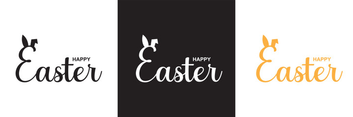 Happy easter letter calligraphy. isolated on white and black background. vector illustration. EPS 10