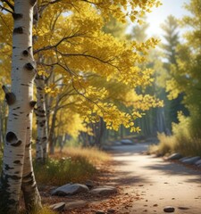 The leaves of the aspen tree rustle in the wind, gentle breeze, soft sounds in the woods , natural sound effects