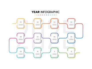 Infographic template for business. 12 Months modern Timeline diagram calendar, presentation vector infographic. Business presentation and Annual report. Vector illustration.