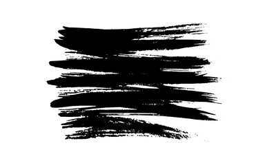 Black brush stroke on white background