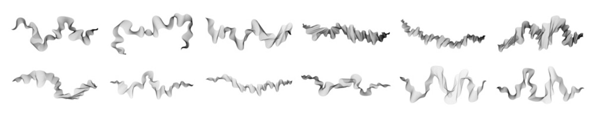 Set of abstract backdrops with black waves