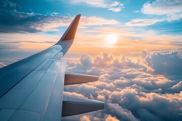 Airplane wing sunset cloudscape aerial travel (6)