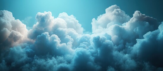 Fototapeta premium Aerial Cloudscape Blue Sky, Cumulus Clouds, Background Light