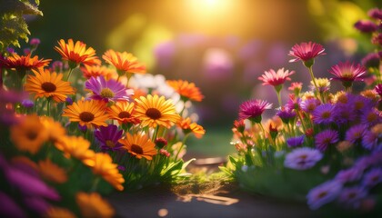 Fototapeta premium A garden with summer flowers