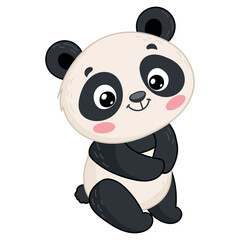 Cute panda smiling. Illustration for Kids