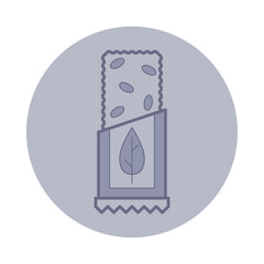 Line icon of snack bar with nuts and leaf design on packaging. Nutritious and wholesome food product ideal for health-conscious consumers concept