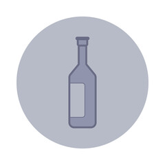 Icon of drink bottle within circular background. Refreshing drink concept