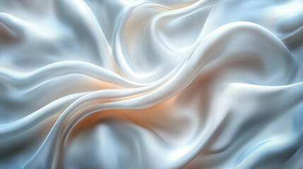 Obraz premium Abstract White and Peach Silk Waves with Gentle Folds and Soft Glow