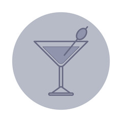 Icon of cocktail glass, drink with garnish. Refreshment and relaxation concept