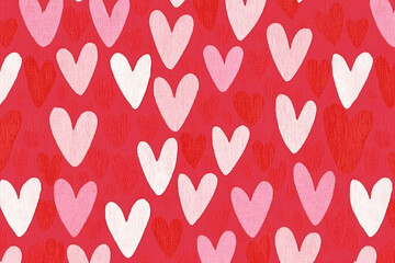 Seamless Red Love Heart Pattern &ndash; Charming Pink Hearts Background for Valentine's Day and Romantic Weddings.