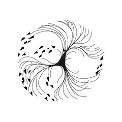 Tree. View from above. Vector illustration. Birch tree. Plan