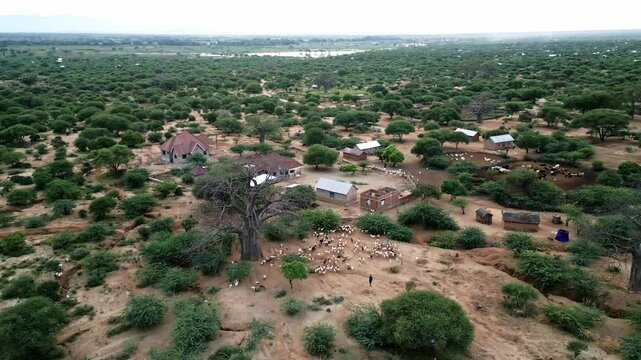 Landscape of a rural village in Africa