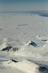 Frozen icy landscape in Antarctica.