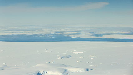 Beautiful view of Antarctica coastline from above.