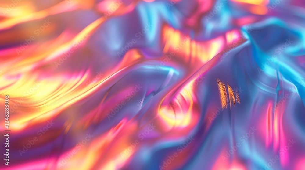 Poster iridescent gradient design featuring abstract flowing patterns in vivid colors