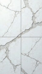 Obraz premium Chipped marble tile; white, grey, with deep gouges, dusty, dusty, building