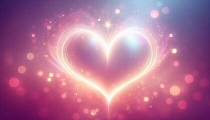 Shimmering Heart Floating in a Romantic Pastel Landscape for Valentine's Day