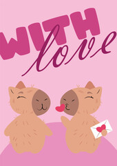 Charming capybara blowing a kiss with a 