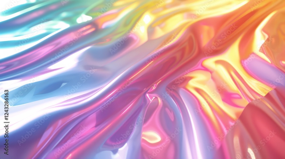 Poster vibrant iridescent gradient abstract background in smooth flowing waves showcasing a dynamic interpl