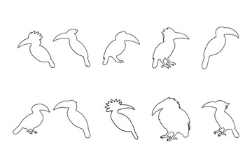 Hornbill Bird Outline Icon Set © Gifa_Art