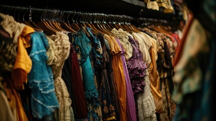 Colorful clothing racks with various styles.
