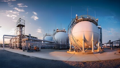 A natural gas plant with storage tanks 