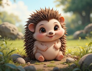 cute little hedgehog. Cartoon style.