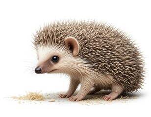 cute little hedgehog. On white isolated background in cartoon style.