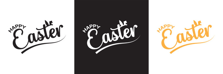 Happy easter letter calligraphy. isolated on white and black background. vector illustration. EPS 10