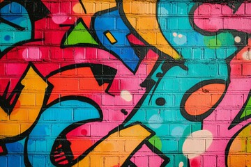 Obraz premium Vibrant abstract street art on brick wall. Neural network AI generated