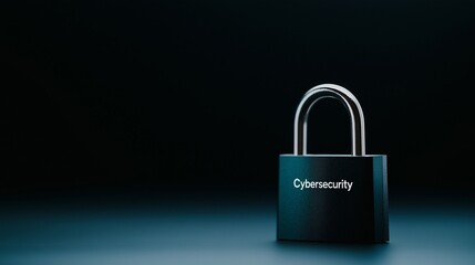 sleek modern padlock with word "Cybersecurity",  advanced cybersecurity technology and identity protection concept