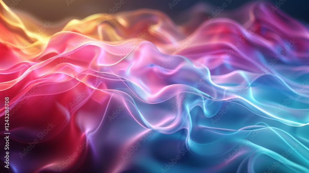 Poster colorful iridescent gradient waves create a mesmerizing abstract background with smooth flowing patt