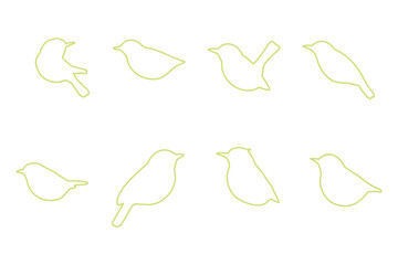 Leaf Warbler Outline Icon Set