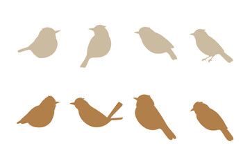 Pied Bushchat Silhouette Icon Set