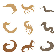 Obraz premium Sea Worm Silhouette Icon Set