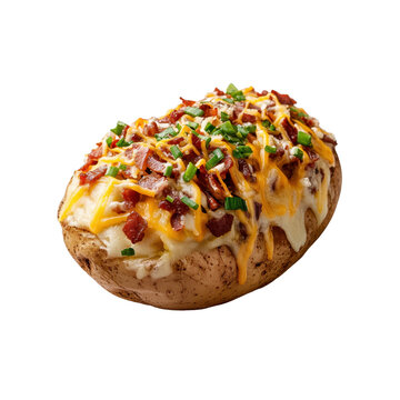 loaded baked potato isolated on transparent background