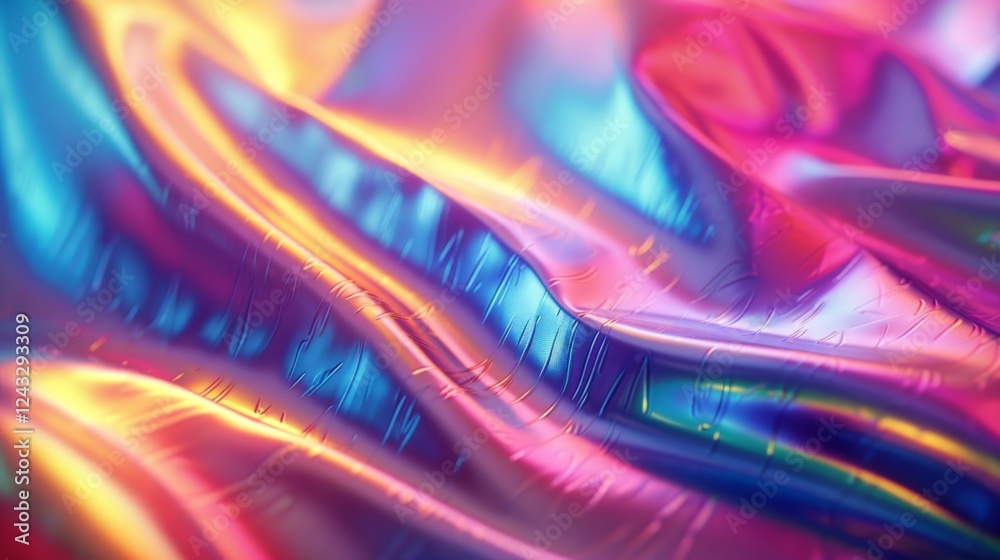 Poster vibrant iridescent gradient waves create an abstract background with dynamic textures and colors