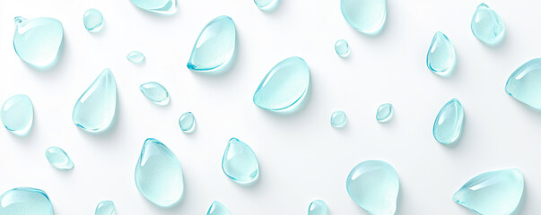 Mint Green Liquid Droplets on White Surface