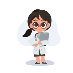 Charming cartoon woman doctor in uniform great for medical projects and education