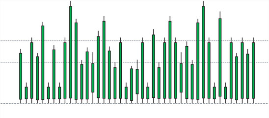 red Candle graph chart. Stock market trading view on dark background. Bullish or bearish diagrams. Vector illustration for business template presentation