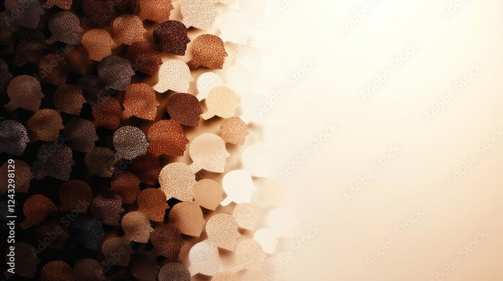 Poster an abstract image featuring a gradient of circular shapes in earthy tones, transitioning from dark t