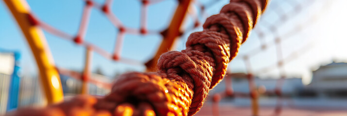 Red Rope on Outdoor Playground Climbing Frame