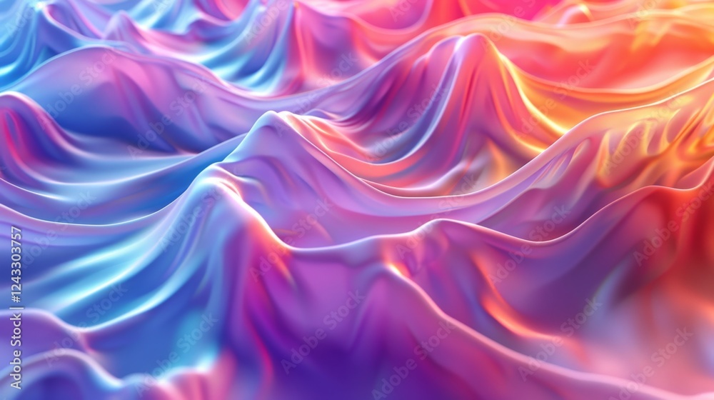 Poster captivating iridescent gradient waves create a mesmerizing abstract background in digital art