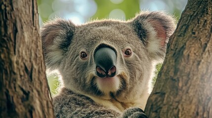 Obraz premium Close Up Of A Fluffy Koala In An Australian Forest