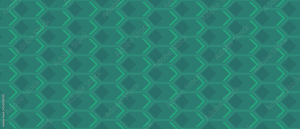 Poster abstract hexagonal pattern in various shades of teal in the background. the background gives a sense