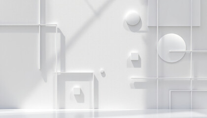 White Geometric Shapes Minimalist Modern Wall Design