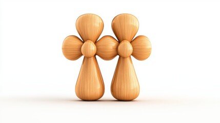 Abstract Wooden Figures in Gentle Embrace: A Symbol of Unity and Support
